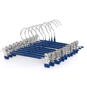 Nordic Style Metal Wire Non-slip Pants Trousers Clothes PVC Coated Hanger With 2 Clips