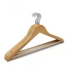 Wholesale Hot Selling High Quality  Wooden Suit Hanger  with Non Slip Bar Heavy Duty Hangers Clothing Wooden Coat Hangers