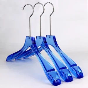 Hot Sale Custom Logo Clear Acrylic Bottom Clothes Crystal Hangers Blue Acrylic Hangers